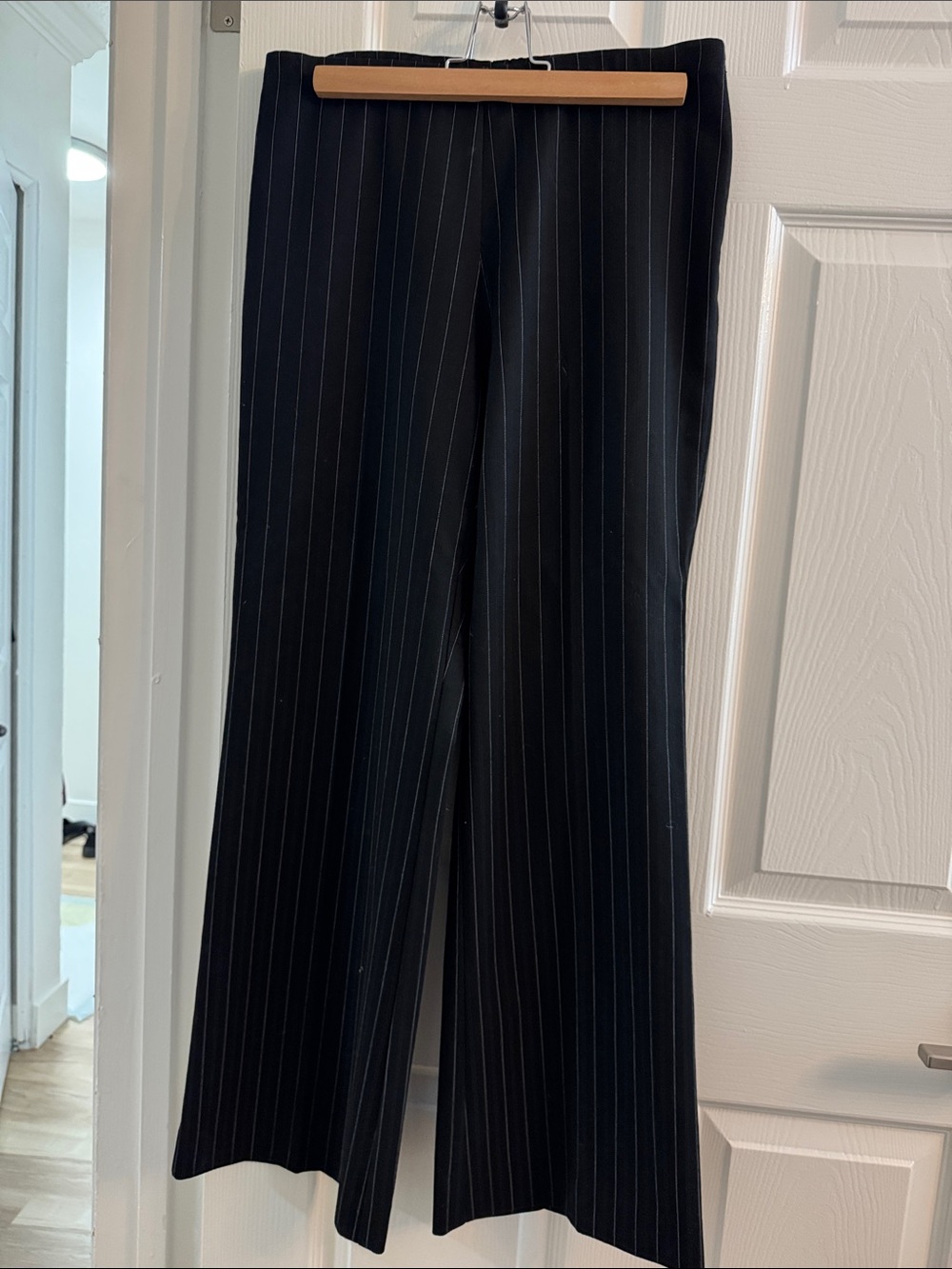 Karen Kane Black Pinstripe Wide-Leg Trousers